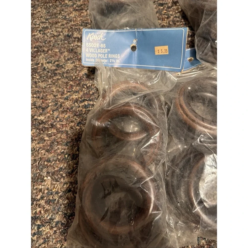 5 New Kirsch 5502E-85 4in Villager Wood Pole Rings 2.25in Inside Diameter